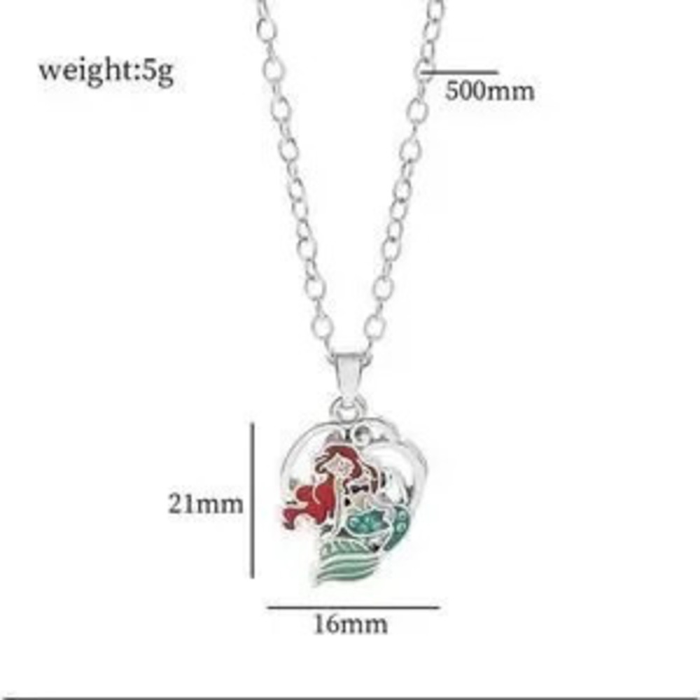 Disney Little Mermaid Necklace and Charm Bracelet Set